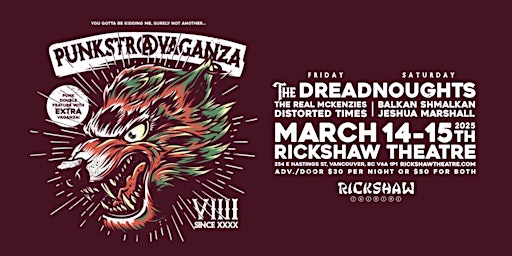 Punkstravaganza Day 2: The Dreadnoughts, Balkan Shmalkan, Jeshua Marshall | Rickshaw Theatre