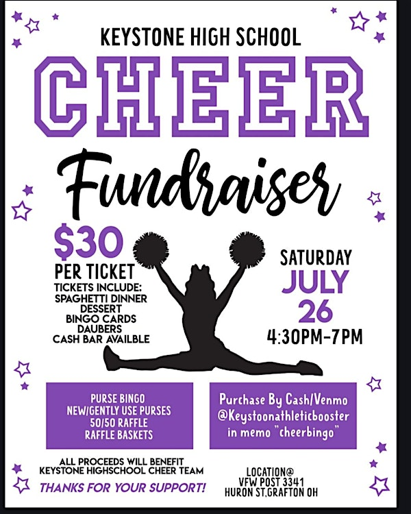 Keystone cheerleaders PURSE Bingo | VFW Post 3341