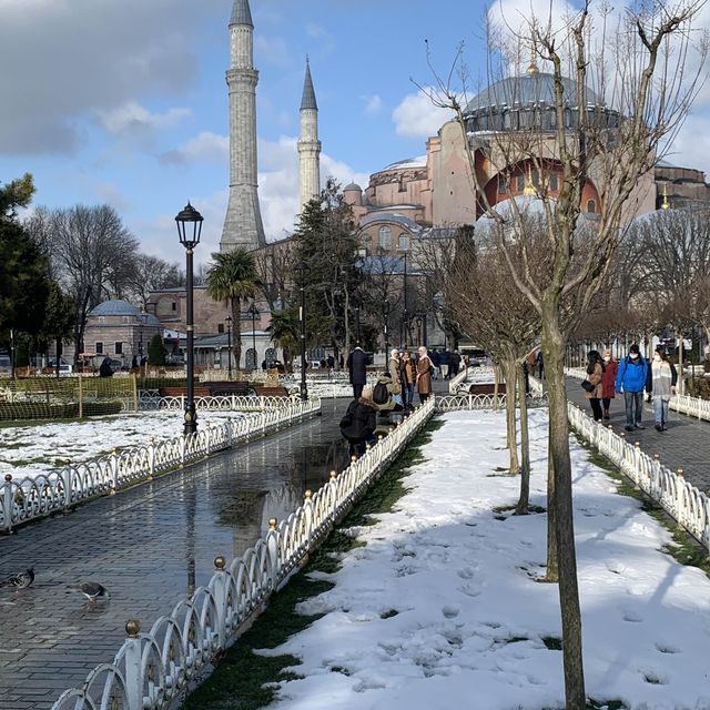 Istanbul Turkey features the Blue mosque.