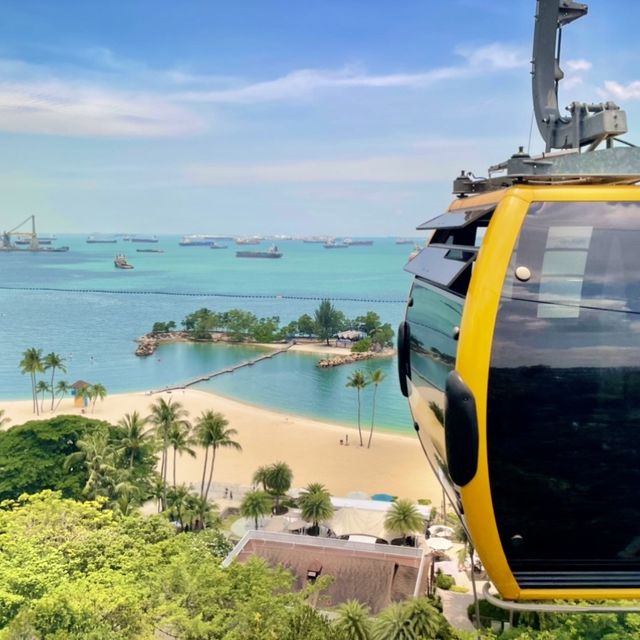 A birds eye view of Sentosa in cable car 