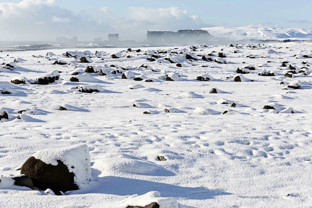 Iceland's black sand beach like an alien planet.