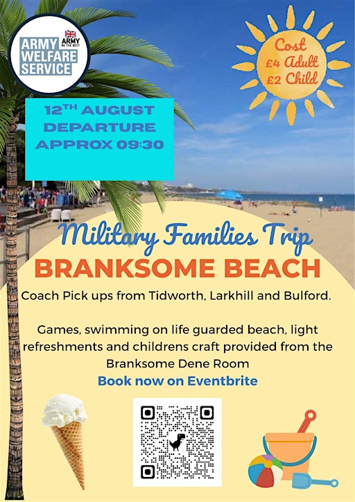 AWS Bulford/Larkhill Military Families Coach Trip to Branksome Beach | The Beeches Community Centre