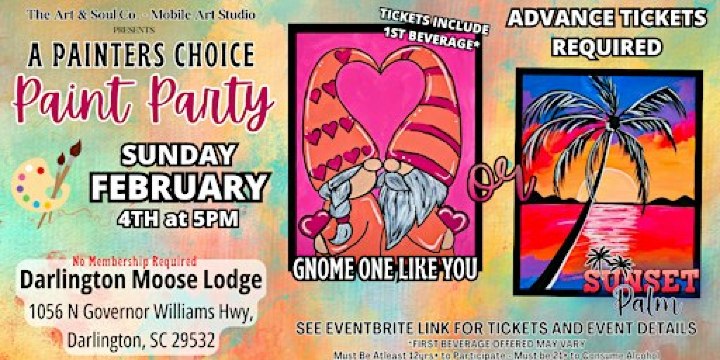 "Painters Choice" Paint Party at Darlington Moose Lodge | Darlington Moose Lodge, North Governor Williams Highway, Darlington, SC, USA
