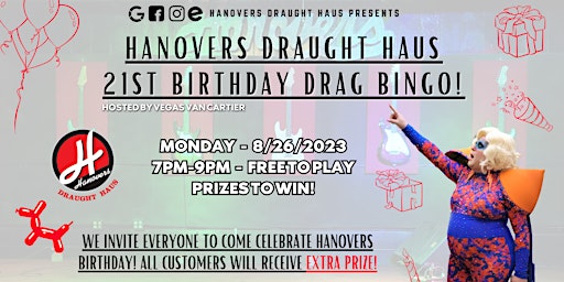 Hanovers 21st Birthday Drag Bingo Party @ Hanovers Pflugerville | Hanovers Draught Haus