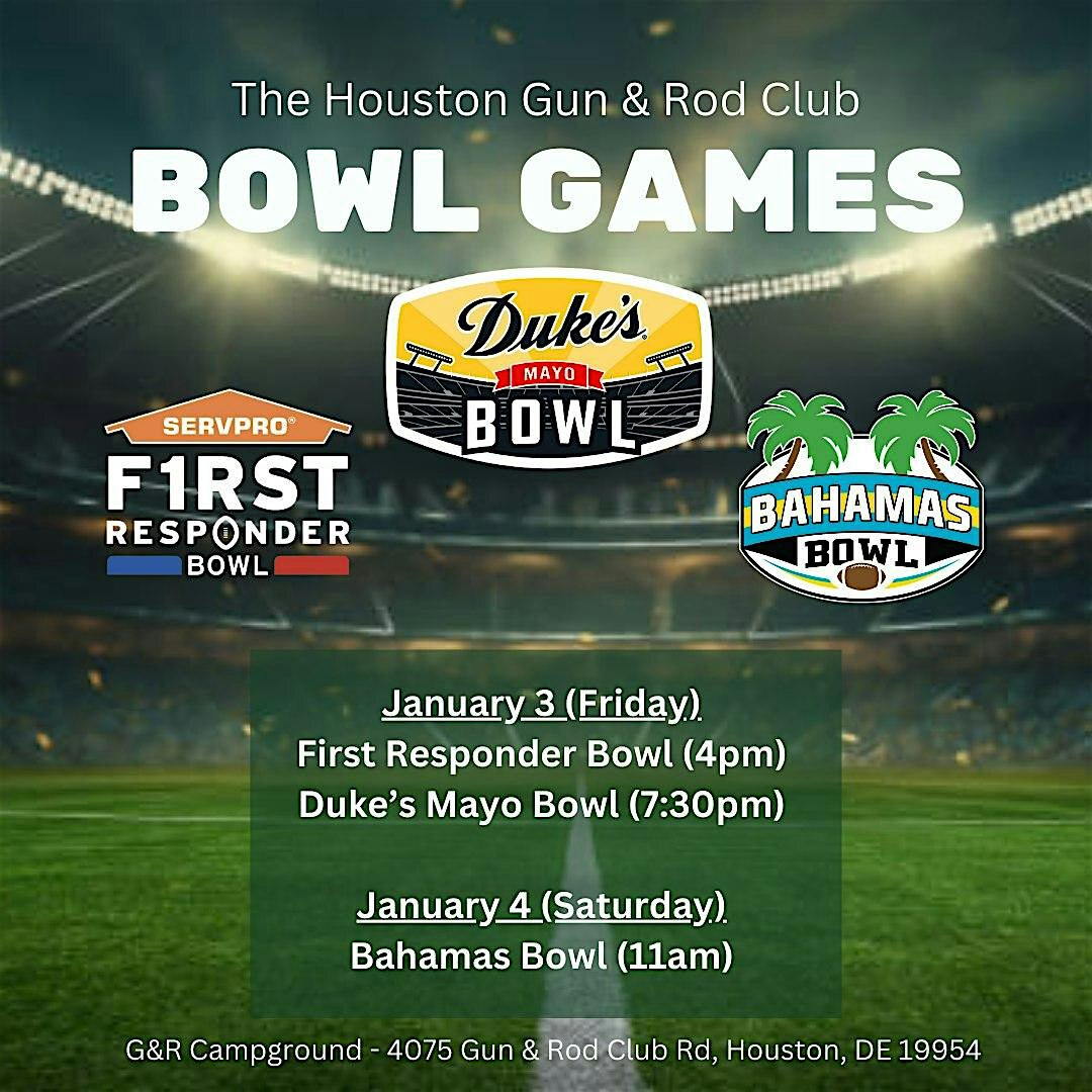 New Year's Bowl Games Watch Party | G & R Campground, Gun and Rod Club Road, Houston, DE, USA
