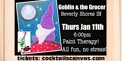 "Moonlit Gnome" Cocktails and Canvas Painting Art | Goblin & the Grocer