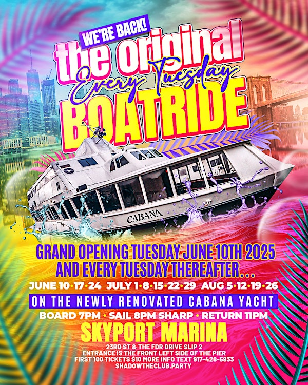 EVERY TUESDAY BOATRIDE IS BACK for 2025 | Skyport Marina