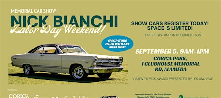 Nick Bianchi Memorial Car Show - 2026 | 1 Clubhouse Memorial Rd