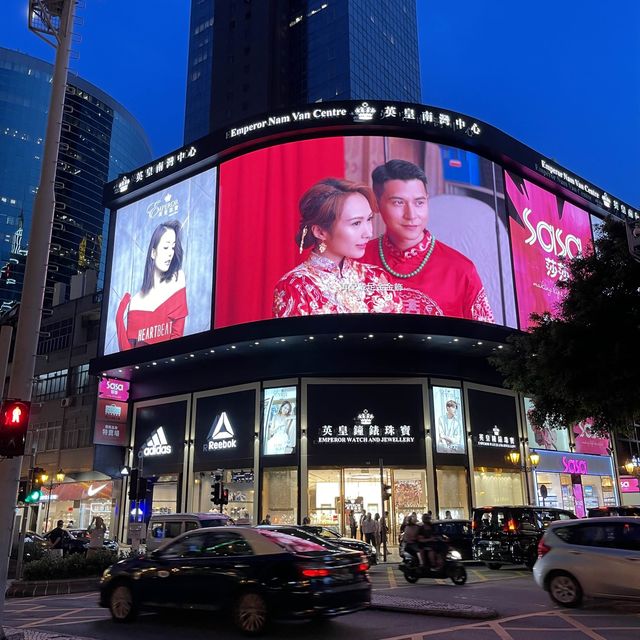 Night view building and street at Macao