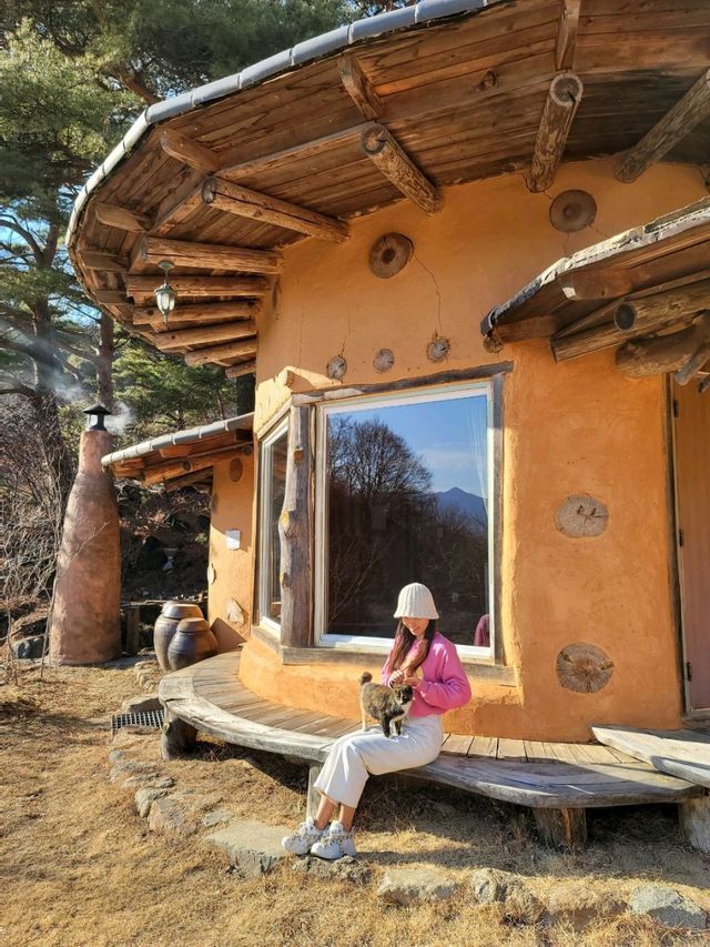 겨울감성 최고봉 황토 버섯집, 하동 지리산흙집풍경🍄