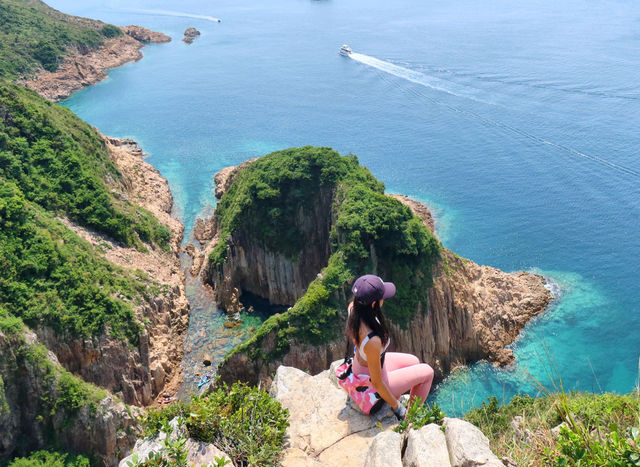 Hong Kong's Clock Tower Cave, one of Hong Kong's four most beautiful sea caves eroded by the sea.