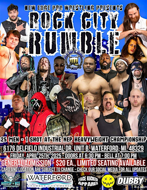 New Edge Pro Wrestling presents the ROCK CITY RUMBLE | 6176 Delfield Industrial Dr
