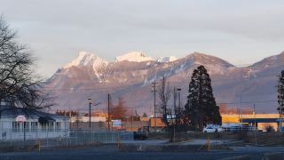 Tranquil residential area nestled in the mountains.