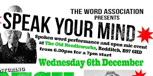 Speak Your Mind poetry night with Nick Degg and Janine Booth | The Old Needle Works