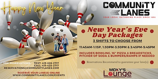 New Year's Eve Day Bowling Packages 2023 | Community Lanes Inc