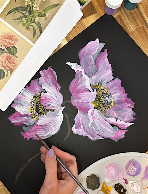 Relaxed Art Classes – Unwind & Create - Floral Painting workshop | Long Crendon Manor Stables