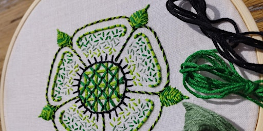 Tudor-inspired Yorkshire Rose Surface Embroidery with Form in Fabric | Calverley Old Hall Community Space