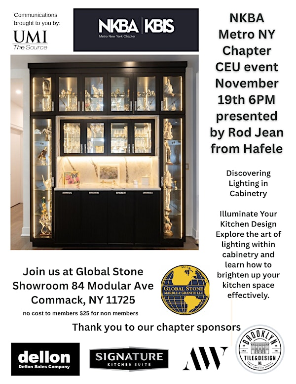 CEU EVENT  - Discover Lighting in Cabinetry | Global Stone Marble & Granite LLC