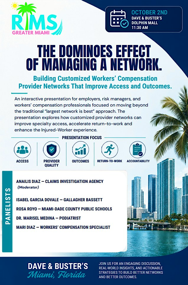 Greater Miami RIMS - October:  The Dominoes Effect of Managing a Network | Dave & Buster's Miami