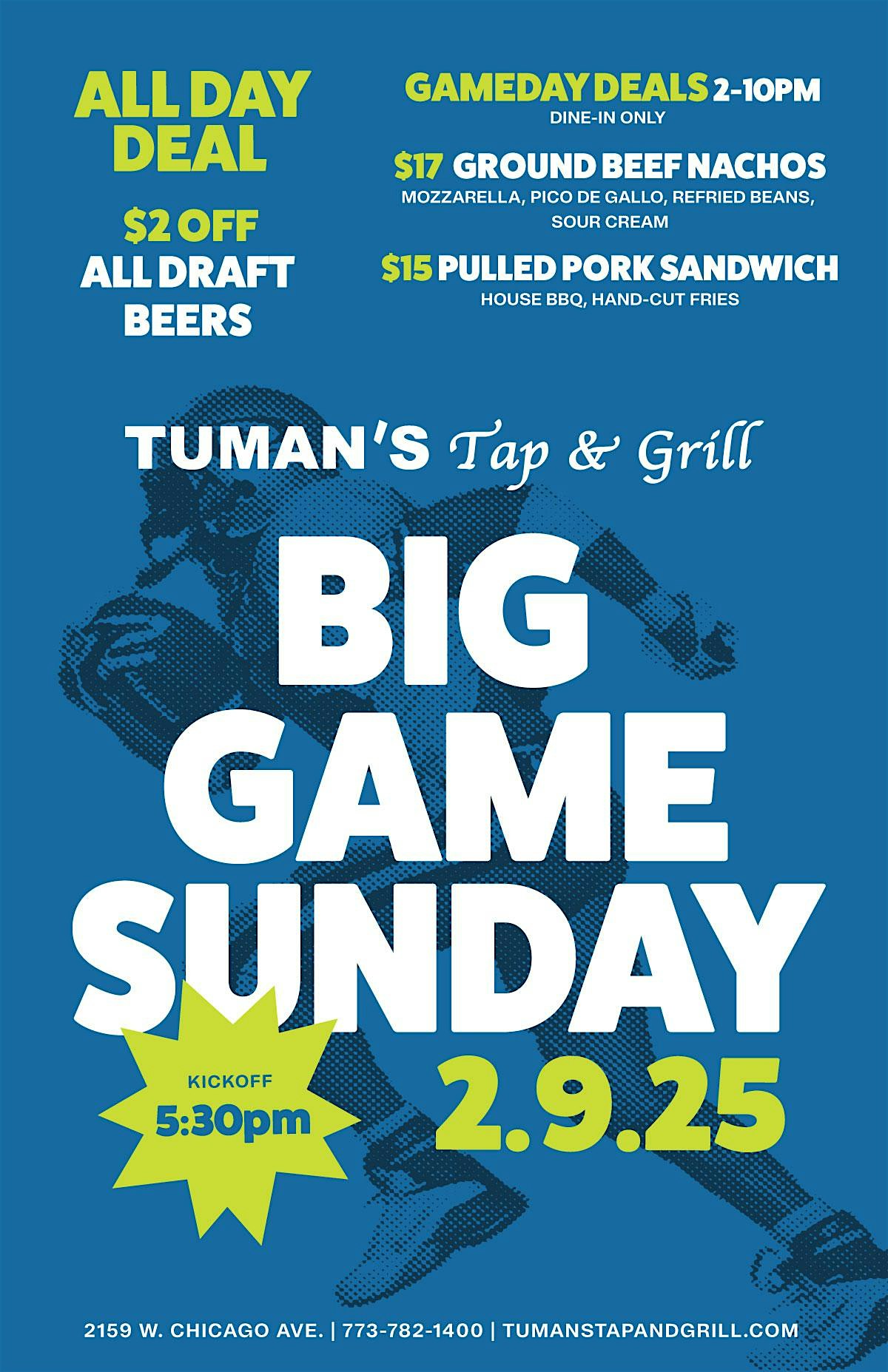 Big Game Sunday at Tuman’s Tap & Grill | Tuman's Tap and Grill