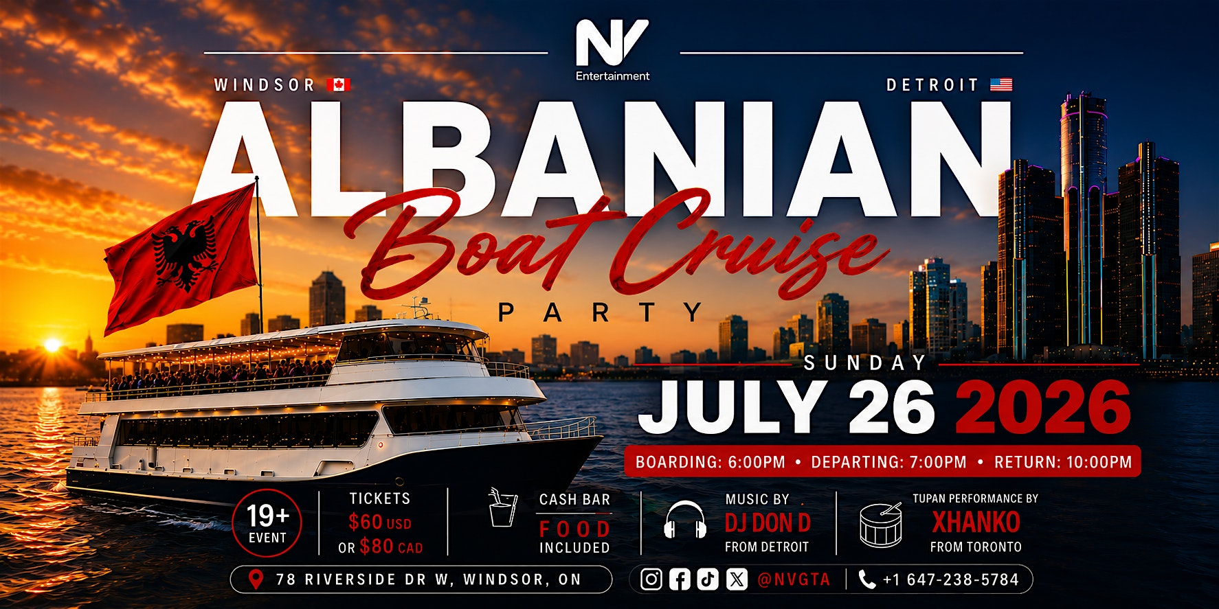 Albanian Boat Cruise Party - Windsor Detroit | Windsor Premier Cruise Boat Dock