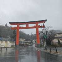 huge shrine sinking into water
