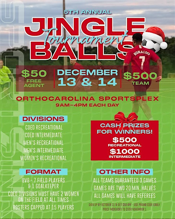 5TH ANNUAL JINGLE BALLS TOURNAMENT | OrthoCarolina Sportsplex
