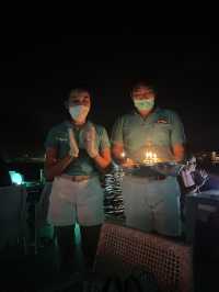 Floating restaurant in the lagoon 