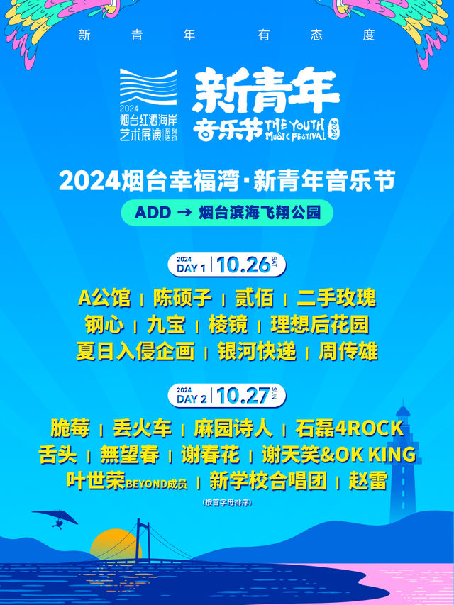2024煙台幸福灣·新青年音樂節｜演唱會 | 煙台濱海飛翔公園