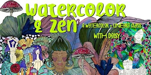 Watercolor & Zen: A Beginner Watercolor & LineArt class with Daisy Nguyen | Peace Mountain Spiritual Retreat Center