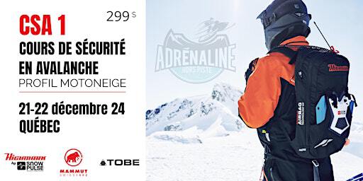 Formation Sécurité en avalanche CSA 1 - MOTONEIGE, 21-22 décembre 2024 | Sainte-Brigitte-de-Laval