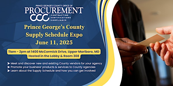 Prince George's County Supply Schedule Expo | 1400 McCormick Dr