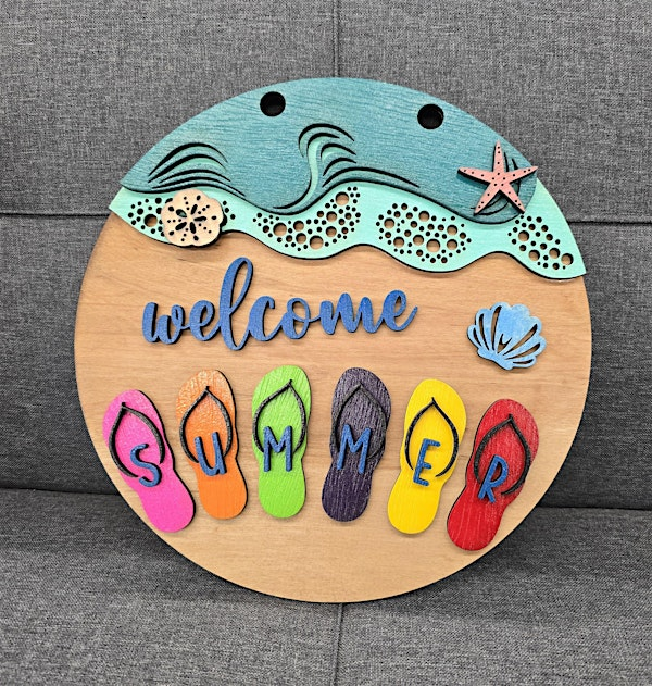 Welcome Summer Door Hanger Paint Social | Heartside Hair & Nail Co.