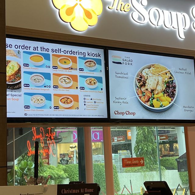 get soups and also salads on the go here 