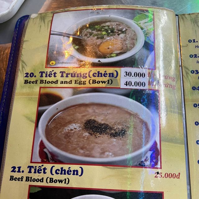 Beef Pho, Beef Blood Soup, exotic items here 
