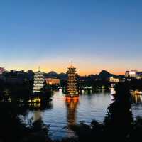 Pagodas Moon Sun