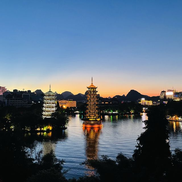 Pagodas Moon Sun