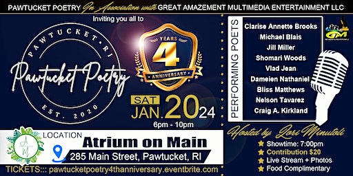 Pawtucket Poetry 4th Anniversary | Atrium on Main