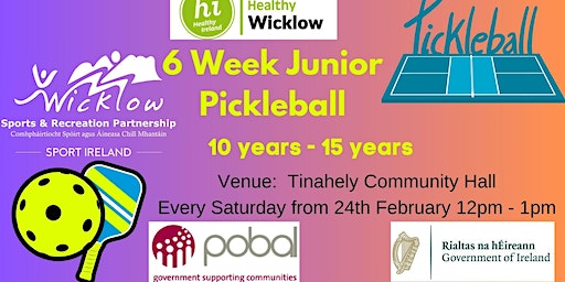 FREE Junior Pickleball Sessions (10 - 15 years) on Saturdays | Tinahely Community Hall