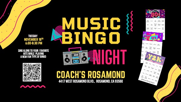 Music Bingo Night @ Coach's Sports Bar & Grille Rosamond | Coach's Sports Bar & Grill