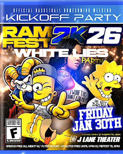 RAM FEST 2K26 WHITE LIES PARTY ASU BASKETBALL HOMECOMING KICK OFF | 313 Pine Ave