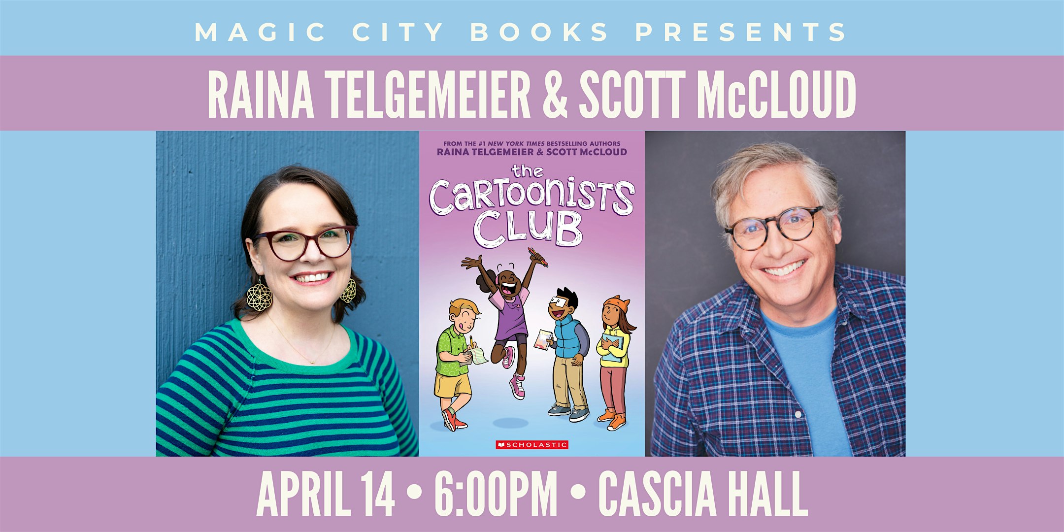 Raina Telgemeier and Scott McCloud - The Cartoonists Club LIVE! | Cascia Hall Performing Arts Center