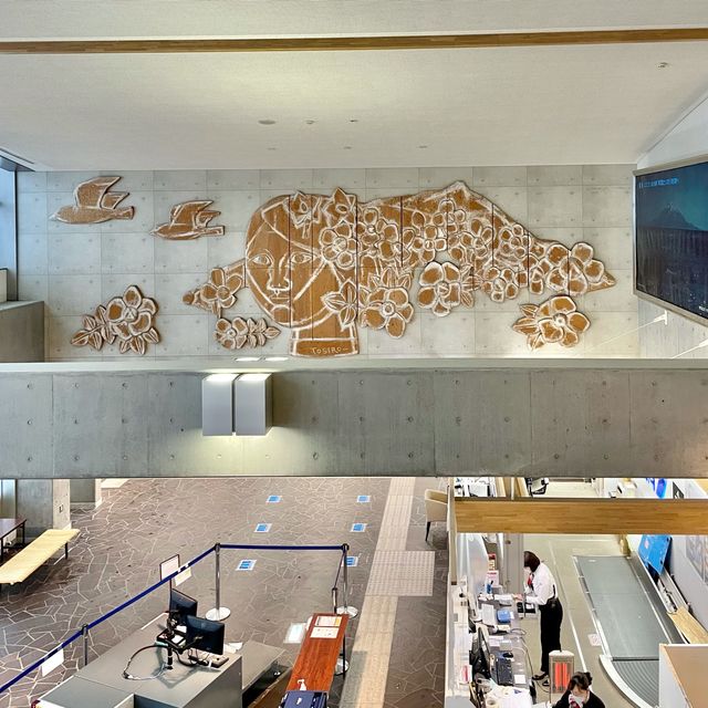 真冬の利尻空港の展望台
