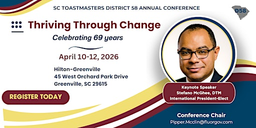 2026 South Carolina Toastmasters D58 Spring Conference | Hilton Greenville