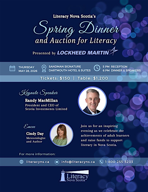 Literacy Nova Scotia's Spring Dinner & Auction for Literacy | Sandman Signature Dartmouth Hotel & Suites