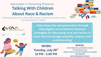 AIP Roadmap Series: Talking With Children About Race & Racism | Parish Hall of First English Lutheran Church (enter from rear)