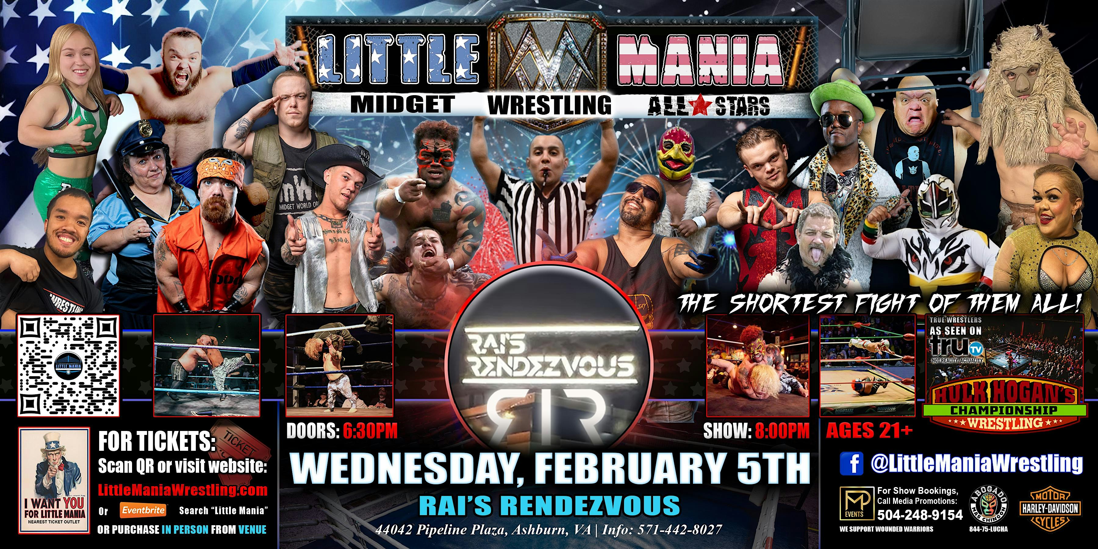Ashburn, VA - Little Mania Midget Wrestling @ Rai's Rendevous | Rai's Rendezvous Kitchen + Bar