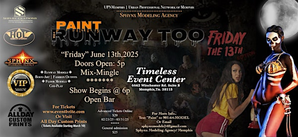 Paint The Runway Too (Friday 13th) | Timeless Event Center