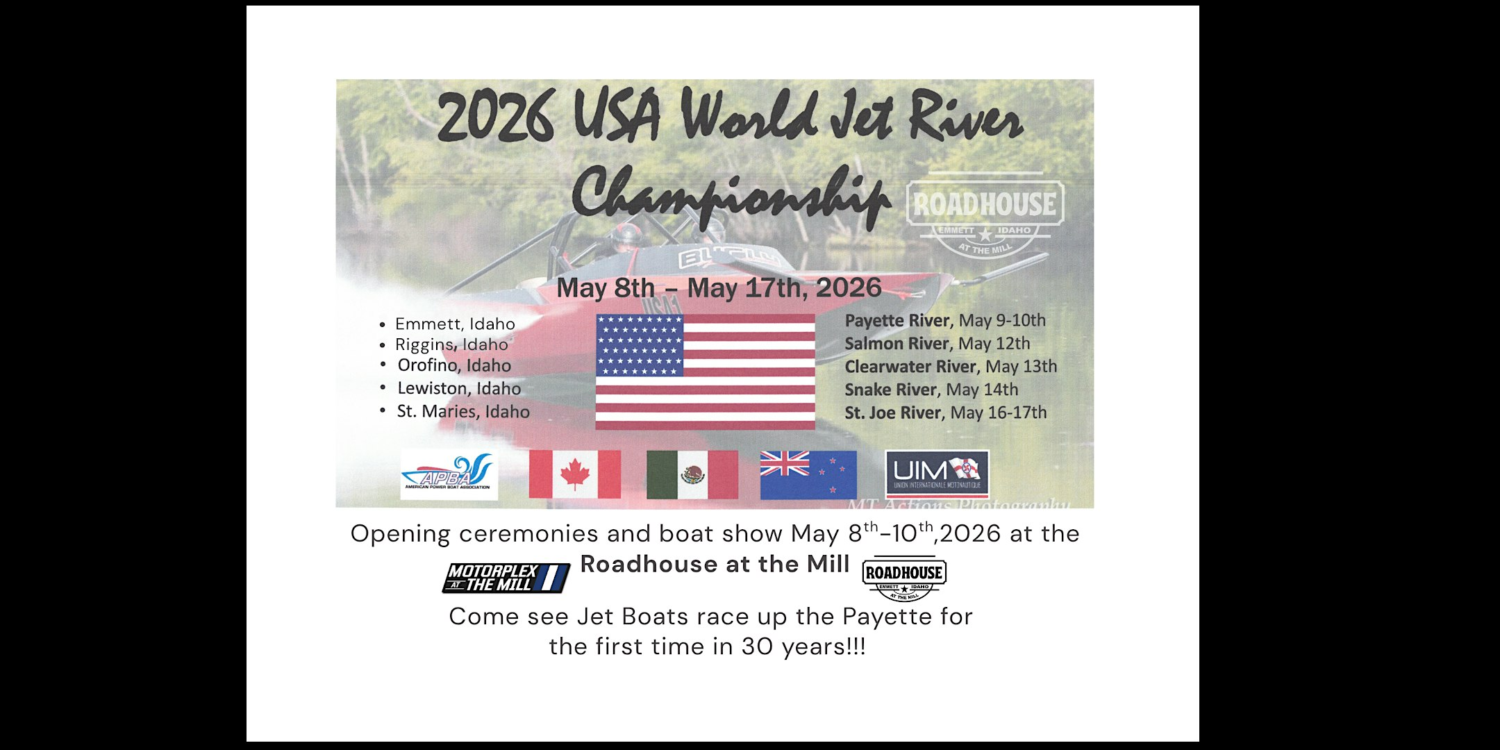 2026 World Jet Boat Championship at the Roadhouse at the Mill | Roadhouse at The Mill