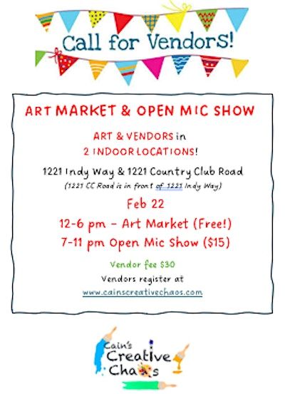 INDOOR Art Market & OPEN MIC NIGHT | Cain's Creative Chaos